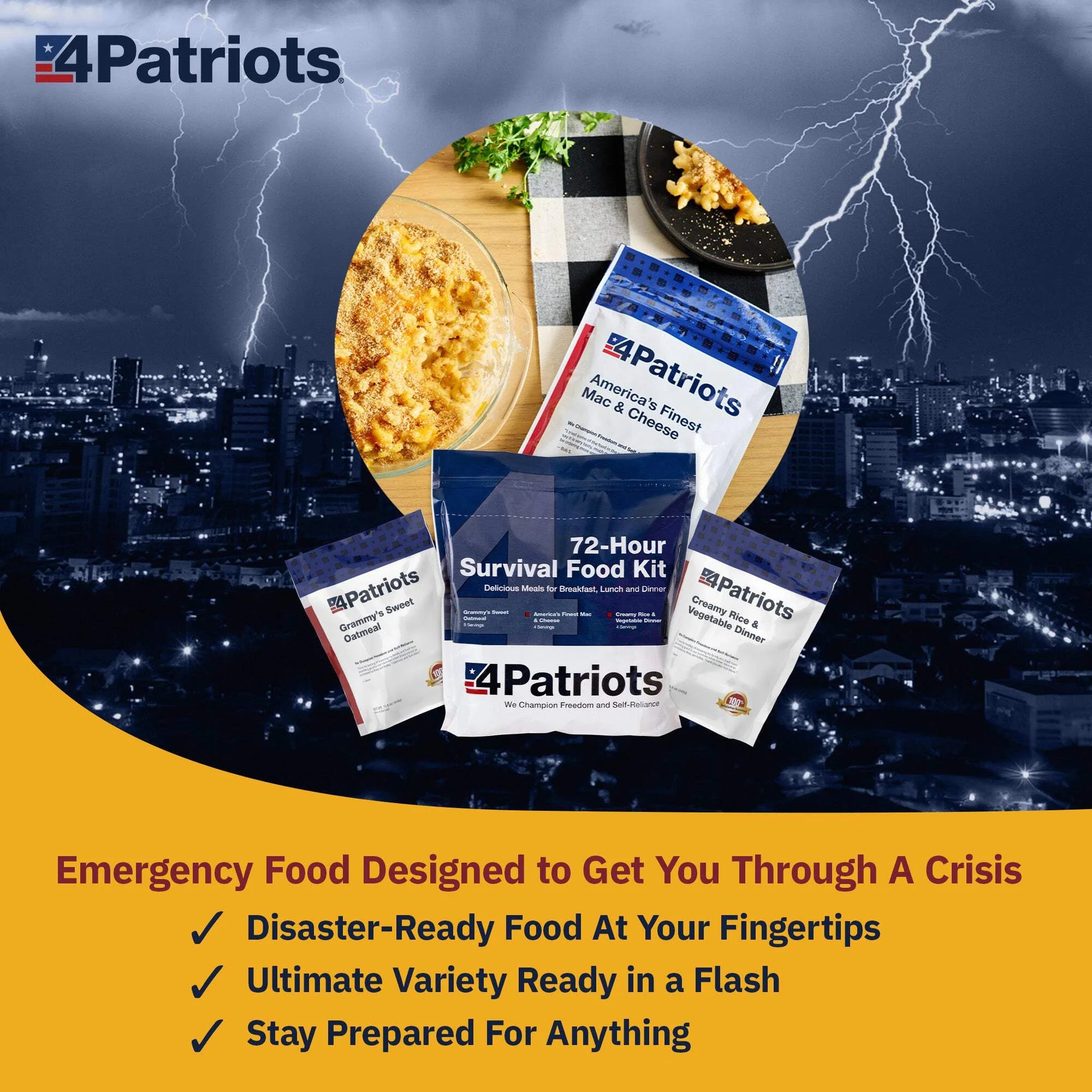 Emergency Food Supply - 72-Hour Survival Kit - Freeze Dried Food - 25-Year Shelf Life - 16 Servings