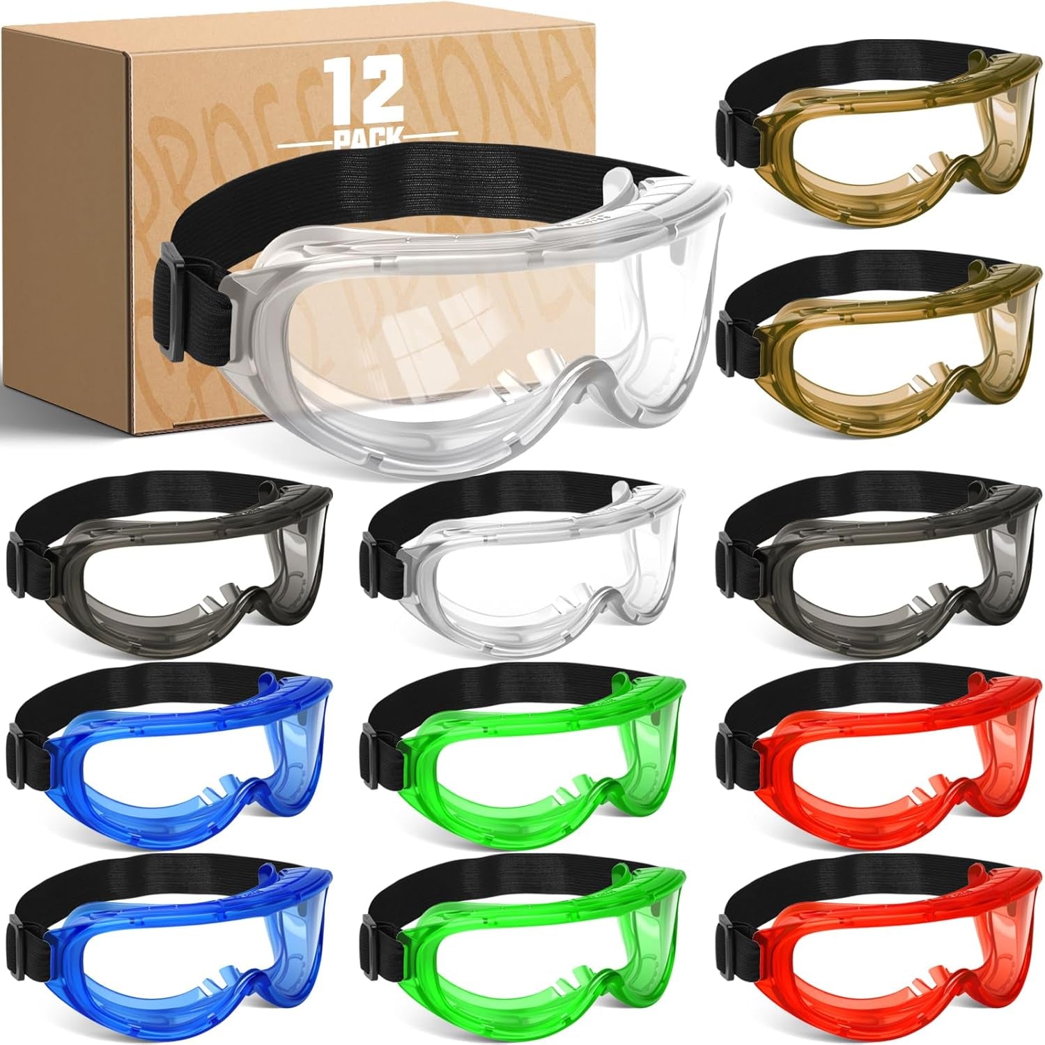 Protective Safety Goggles Anti-Fog, Adjustable Chemical Splash Eye Protection Science Lab Goggles for Women Men