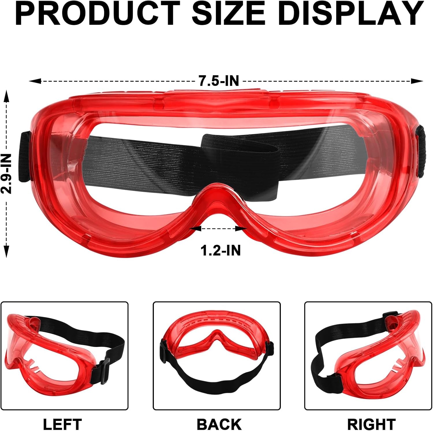 Protective Safety Goggles Anti-Fog, Adjustable Chemical Splash Eye Protection Science Lab Goggles for Women Men