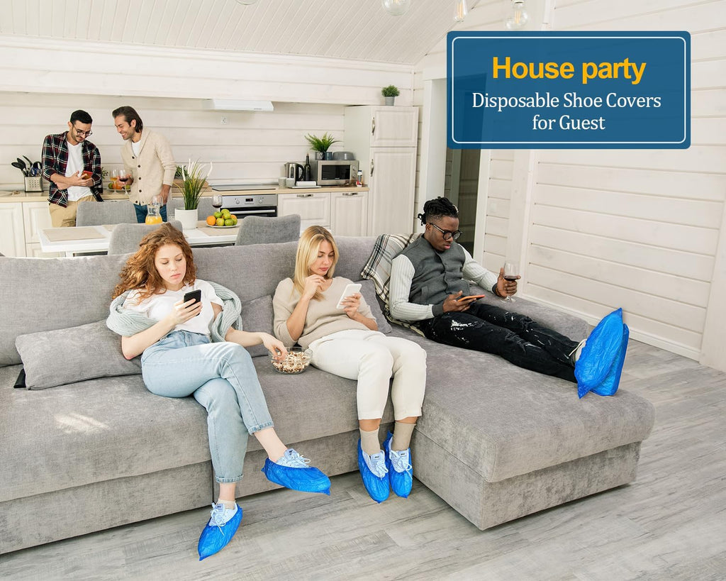 Shoe Covers Disposable Recyclable -200 Pack(100 Pairs) 15.7'' Hygienic Shoe & Boot Covers Waterproof Non-Slip Shoe Booties for Indoors (Large Size - up to US Men'S 11 & US Women'S 13)