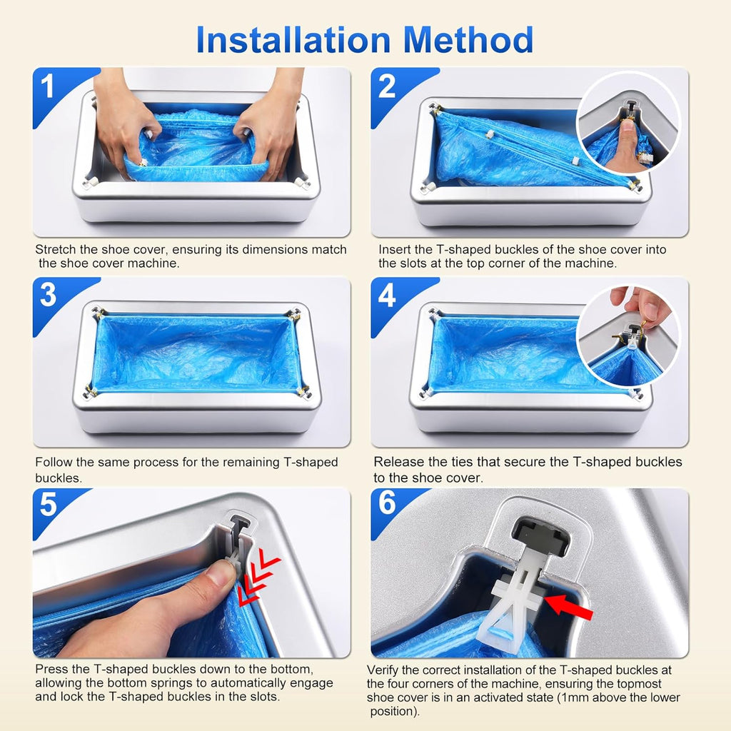 Shoe Covers Dispenser with 200Pcs Shoe Cover Disposable Non Slip, User-Friendly and Reliable Shoe Cover Machine, Fits Size up to 11 US Men, Widely Applicable in Indoor(Silver)