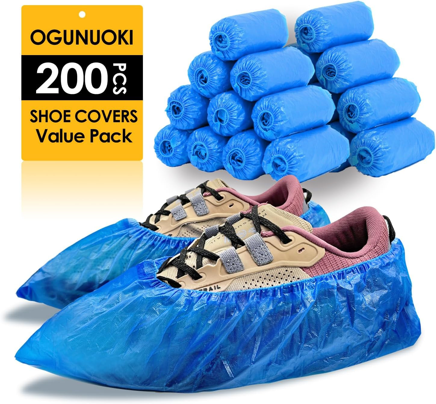 Shoe Covers Disposable Recyclable -200 Pack(100 Pairs) 15.7'' Hygienic Shoe & Boot Covers Waterproof Non-Slip Shoe Booties for Indoors (Large Size - up to US Men'S 11 & US Women'S 13)
